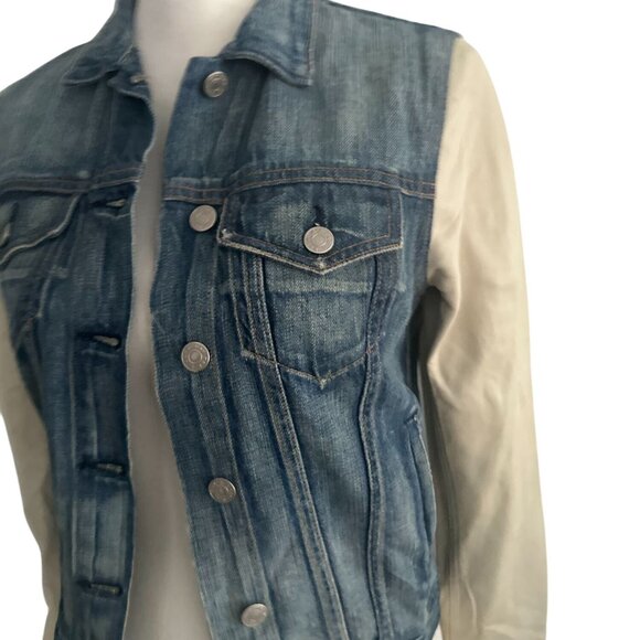 RAG & BONE Denim Cream Leather Jacket Size Small - Picture 2 of 12